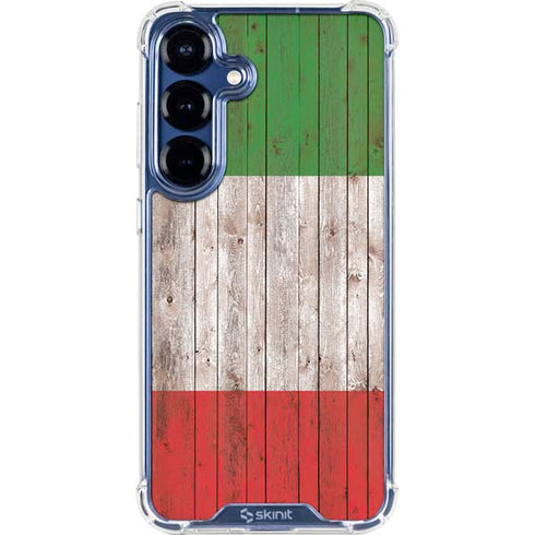 Italian Flag Dark Wood Galaxy S25 FE Clear Case