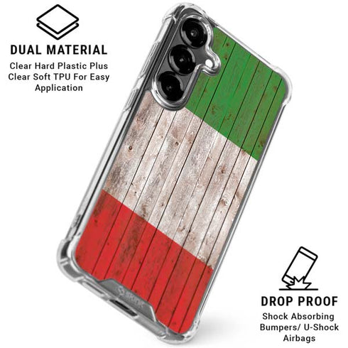 Italian Flag Dark Wood Galaxy S26 Clear Case