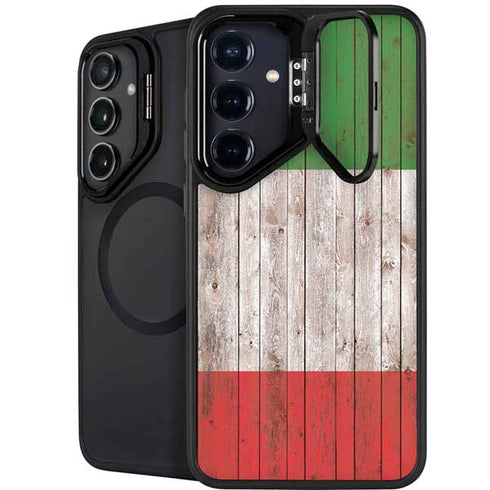 Italian Flag Dark Wood Galaxy S26 Kickstand Case