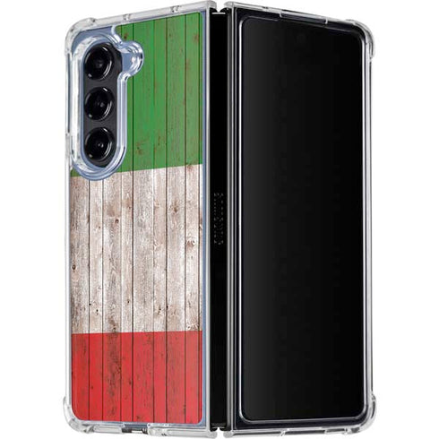 Italian Flag Dark Wood Galaxy Z Fold5 5G Clear Case