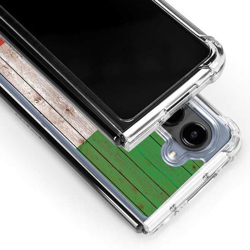 Italian Flag Dark Wood Galaxy Z Fold5 5G Clear Case