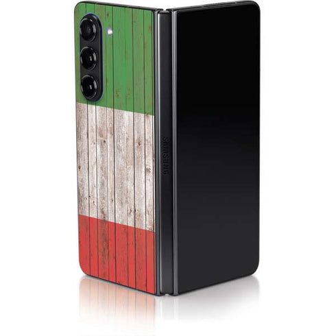 Italian Flag Dark Wood Galaxy Z Fold5 5G Skin