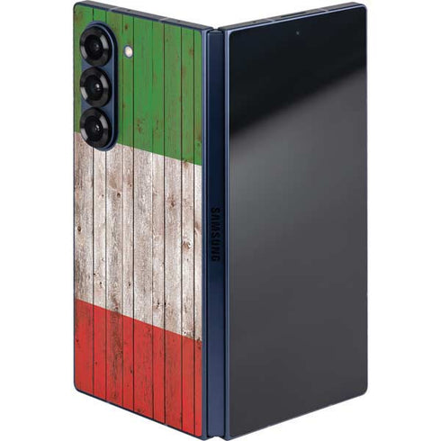 Italian Flag Dark Wood Galaxy Z Fold6 Skin
