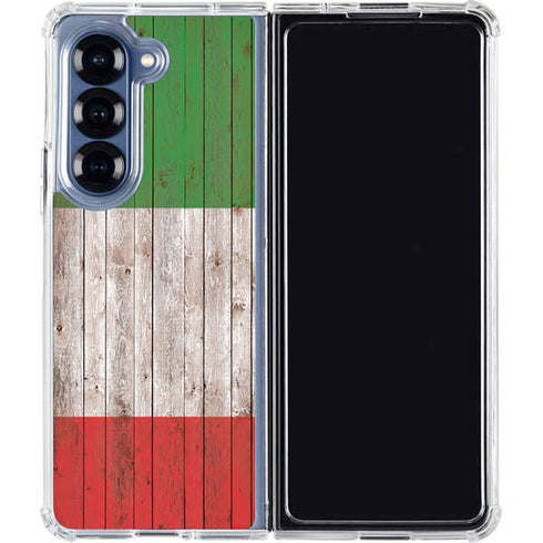 Italian Flag Dark Wood Galaxy Z Fold7 Clear Case