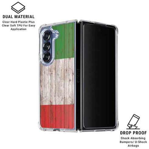 Italian Flag Dark Wood Galaxy Z Fold7 Clear Case