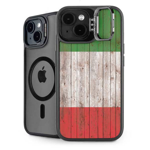 Italian Flag Dark Wood iPhone 14 Kickstand Case
