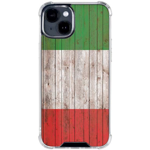 Italian Flag Dark Wood iPhone 15 Clear Case