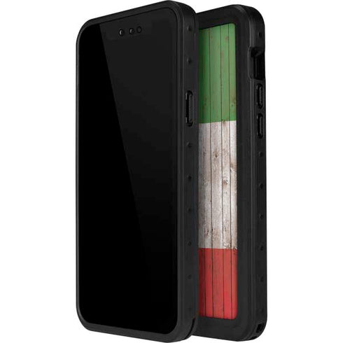 Italian Flag Dark Wood iPhone 15 Pro Waterproof Case
