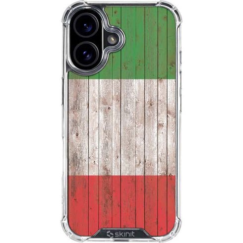 Italian Flag Dark Wood iPhone 16 Plus Clear Case