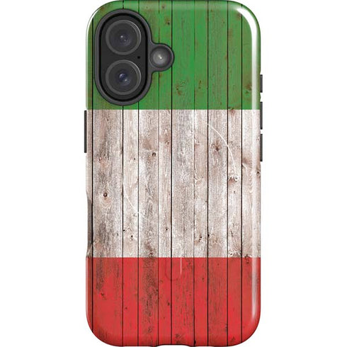 Italian Flag Dark Wood iPhone 16 Plus Magsafe Impact Case