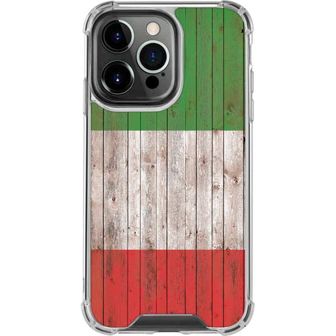 Italian Flag Dark Wood iPhone 16 Pro Clear Case