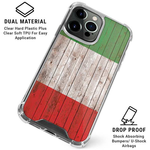 Italian Flag Dark Wood iPhone 16 Pro Clear Case