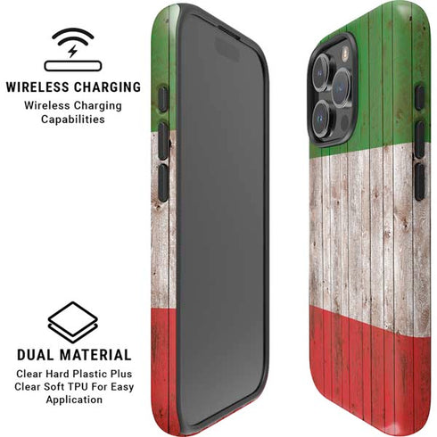 Italian Flag Dark Wood iPhone 16 Pro Magsafe Impact Case