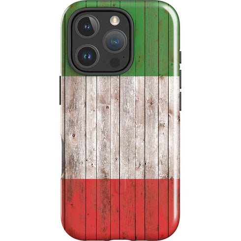 Italian Flag Dark Wood iPhone 16 Pro Max Magsafe Impact Case