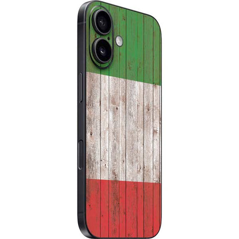 Italian Flag Dark Wood iPhone 16 Skin