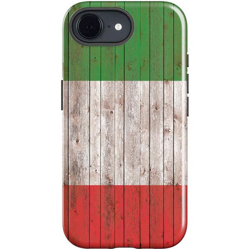 Italian Flag Dark Wood iPhone 16e Impact Case