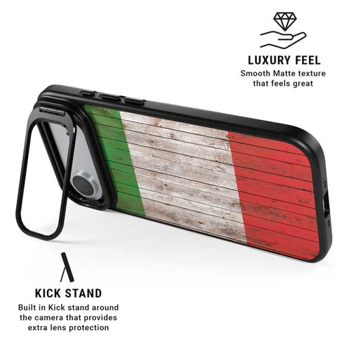 Italian Flag Dark Wood iPhone 17 Air Kickstand Case
