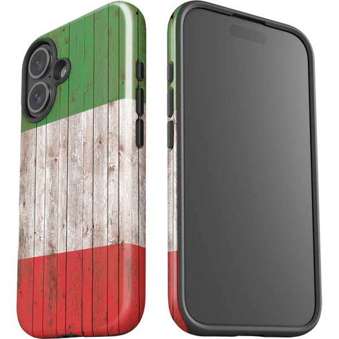 Italian Flag Dark Wood iPhone 17 Impact Case