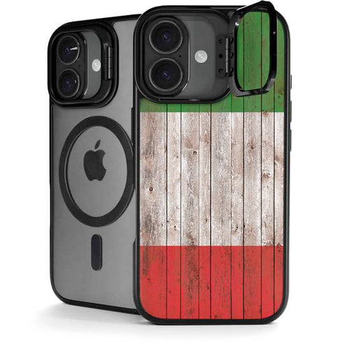 Italian Flag Dark Wood iPhone 17 Kickstand Case