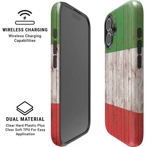 Italian Flag Dark Wood iPhone 17 Magsafe Impact Case