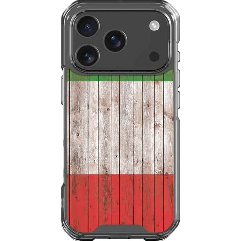 Italian Flag Dark Wood iPhone 17 Pro Clear Case