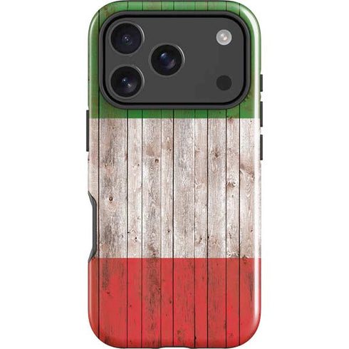 Italian Flag Dark Wood iPhone 17 Pro Impact Case