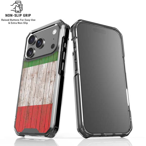 Italian Flag Dark Wood iPhone 17 Pro Max Clear Case