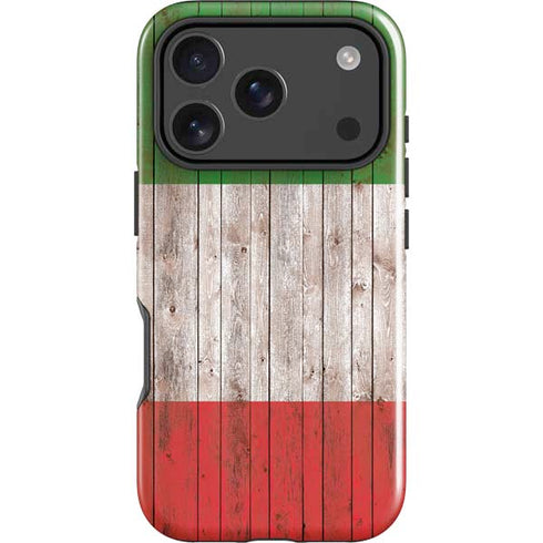 Italian Flag Dark Wood iPhone 17 Pro Max Impact Case