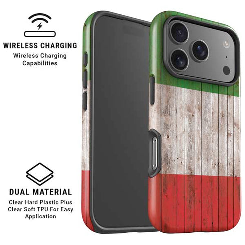 Italian Flag Dark Wood iPhone 17 Pro Max Magsafe Impact Case
