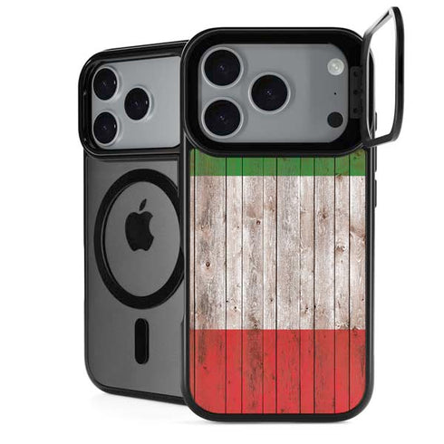 Italian Flag Dark Wood iPhone 18 Pro Kickstand Case