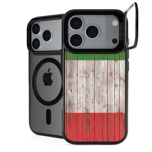 Italian Flag Dark Wood iPhone 18 Pro Max Kickstand Case