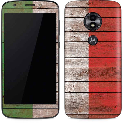Italian Flag Dark Wood Moto E5 Play Skin