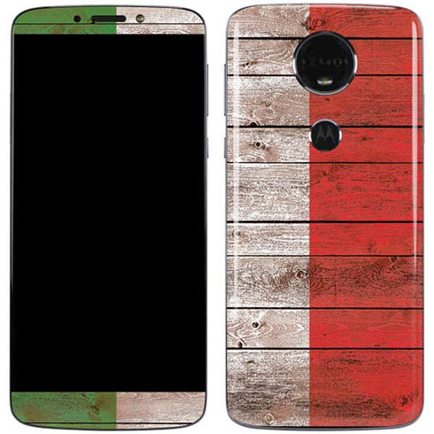 Italian Flag Dark Wood Moto E5 Plus Skin
