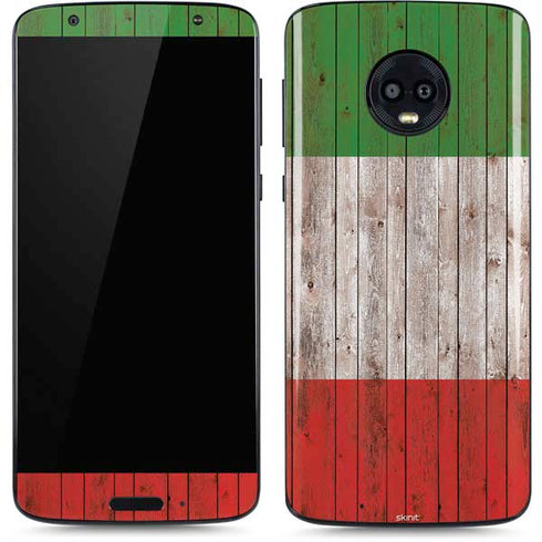 Italian Flag Dark Wood Moto G6 Skin