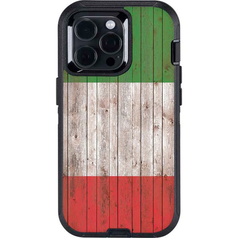 Italian Flag Dark Wood Otterbox Defender iPhone Skin