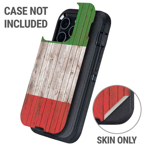 Italian Flag Dark Wood Otterbox Defender iPhone Skin