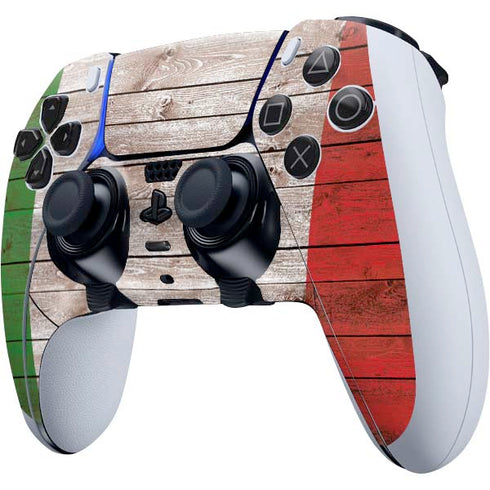 Italian Flag Dark Wood PS5 DualSense Edge Pro Controller Skin