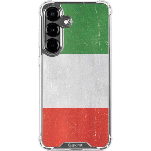 Italy Flag Distressed Galaxy S26 Clear Case