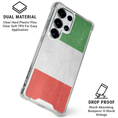 Italy Flag Distressed Galaxy S26 Ultra Clear Case