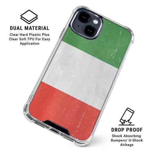 Italy Flag Distressed iPhone 15 Clear Case