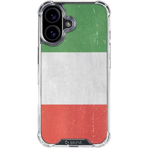 Italy Flag Distressed iPhone 16 Plus Clear Case