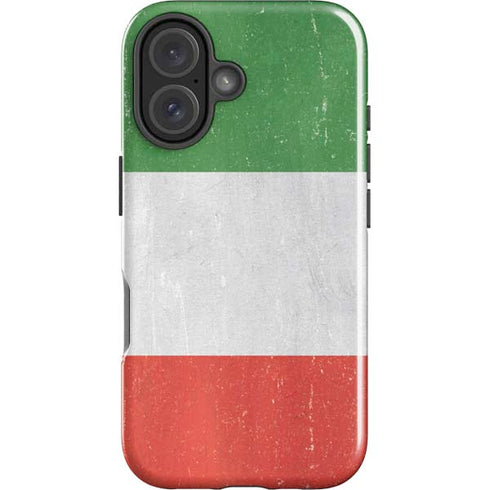Italy Flag Distressed iPhone 16 Plus Impact Case