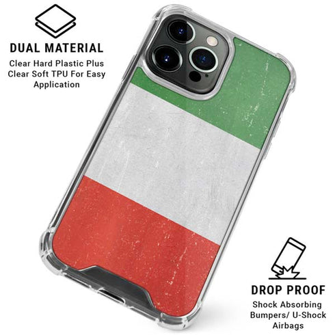 Italy Flag Distressed iPhone 16 Pro Clear Case