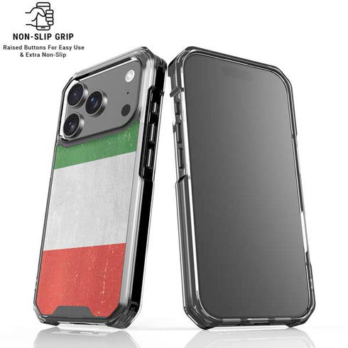 Italy Flag Distressed iPhone 18 Pro Clear Case
