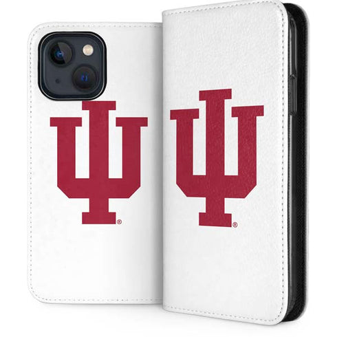 Indiana University IU Logo White iPhone 15 Plus Folio Case