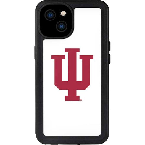 Indiana University IU Logo White iPhone 15 Plus Waterproof Case