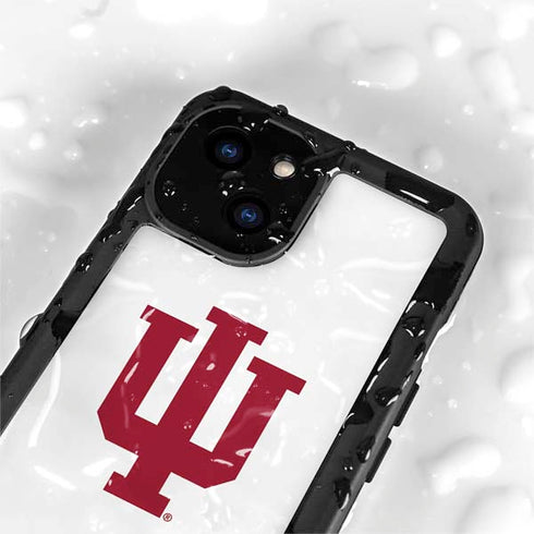 Indiana University IU Logo White iPhone 15 Plus Waterproof Case