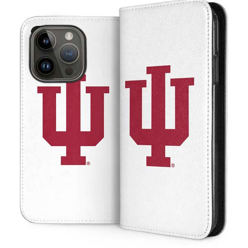 Indiana University IU Logo White iPhone 15 Pro Folio Case