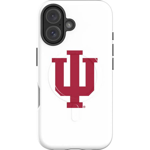 Indiana University IU Logo White iPhone 16 Magsafe Impact Case