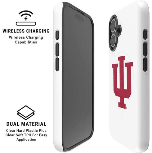 Indiana University IU Logo White iPhone 16 Magsafe Impact Case